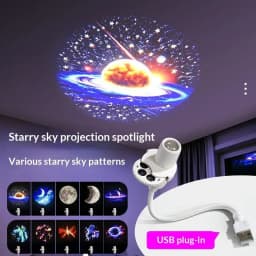 USB Powered Galaxy Starry Sky Projector Multi Planet Patterns 360 Rotate Flexible Neck For Kids Bedroom Romantic Night Chistmas
