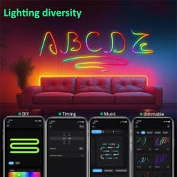 RGBIC USB Neon LED Tape Waterproof Flexible Strip Light Bluetooth Remote Music Sync Multi-Color Lamp For Holiday DIY Wall Decor