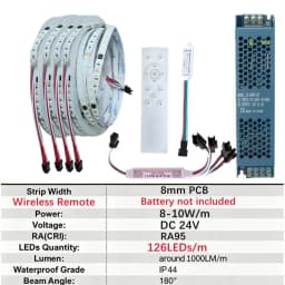 10-40M 12 Keys RF Remote Control WS2811 2835SMD DC24V Running Water Flowing LED Ribbon 126Leds/M Flexible Strip Lamp Kit