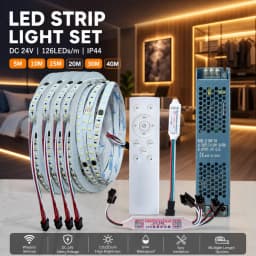10-40M 12 Keys RF Remote Control WS2811 2835SMD DC24V Running Water Flowing LED Ribbon 126Leds/M Flexible Strip Lamp Kit