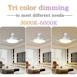 Silent Ceiling Fan Light E27 E14 B22 GU10 Base Remote Controlled Dimmable 3 Color LED Ceiling Fanlight for Living Room Bedroom