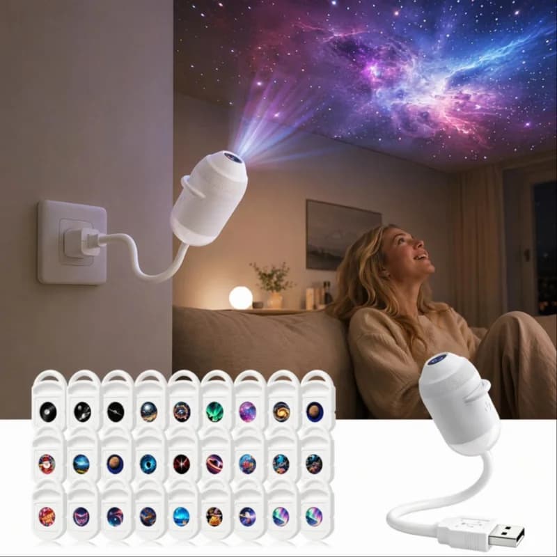 New Mini USB Plug-in Galaxy Star Projector Night Light 360° Rotatable Nebula Aurora Starry Sky Projector Light For Bedroom Decor