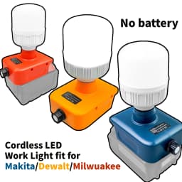 Cordless LED Work Light Fit for Makita/Dewalt/Milwuakee 18 V Battery,LED Bulb Flashlight for Indoor Outdoor Job Site Lighting
