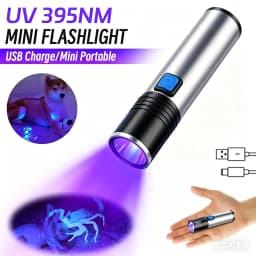 USB Rechargeable Zoomable UV Flashlight,395nm Blacklight Torch, Handheld Ultraviolet Light for Pet Urine Detector Resin Curing