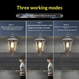 Solar Powered Vintage Wall Light with Motion Sensor Waterproof Outdoor Decorative Lamp for Villa Garden Yard Pathway Patio Home