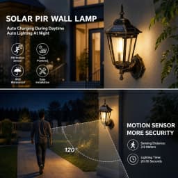Solar Powered Vintage Wall Light with Motion Sensor Waterproof Outdoor Decorative Lamp for Villa Garden Yard Pathway Patio Home