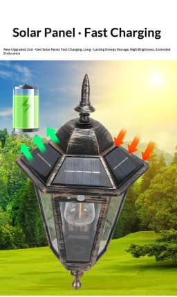 Solar Powered Vintage Wall Light with Motion Sensor Waterproof Outdoor Decorative Lamp for Villa Garden Yard Pathway Patio Home