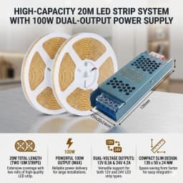5M 10M 20M 8MM Ultra Thin Dimmable COB LED Strip DC12V/24V High Density Linear Light 2Pin Wire With Power Adapter for Home Decor
