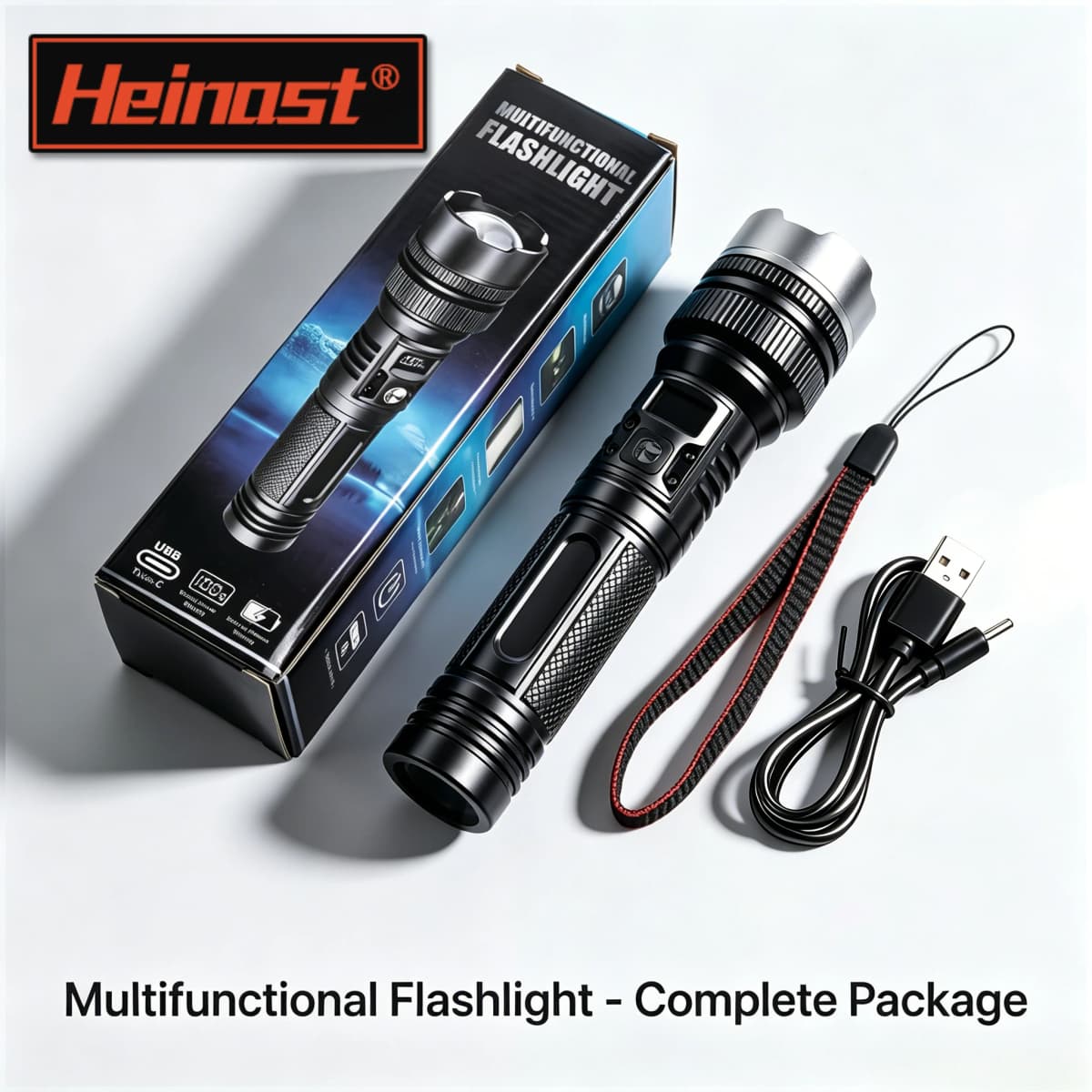 900000LM Powerful LED Flashlight USB Rechargeable Zoom Torch with Digital Display Handheld Flashlights for Camping Hiking