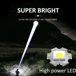 900000LM Powerful LED Flashlight USB Rechargeable Zoom Torch with Digital Display Handheld Flashlights for Camping Hiking