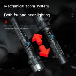 900000LM Powerful LED Flashlight USB Rechargeable Zoom Torch with Digital Display Handheld Flashlights for Camping Hiking