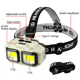 Red Light 50W Headlamp Head Lantern LED Rechargeable IPX4 Waterproof Headlight Battery Powered Headlight ForOutdoor Fishing18650