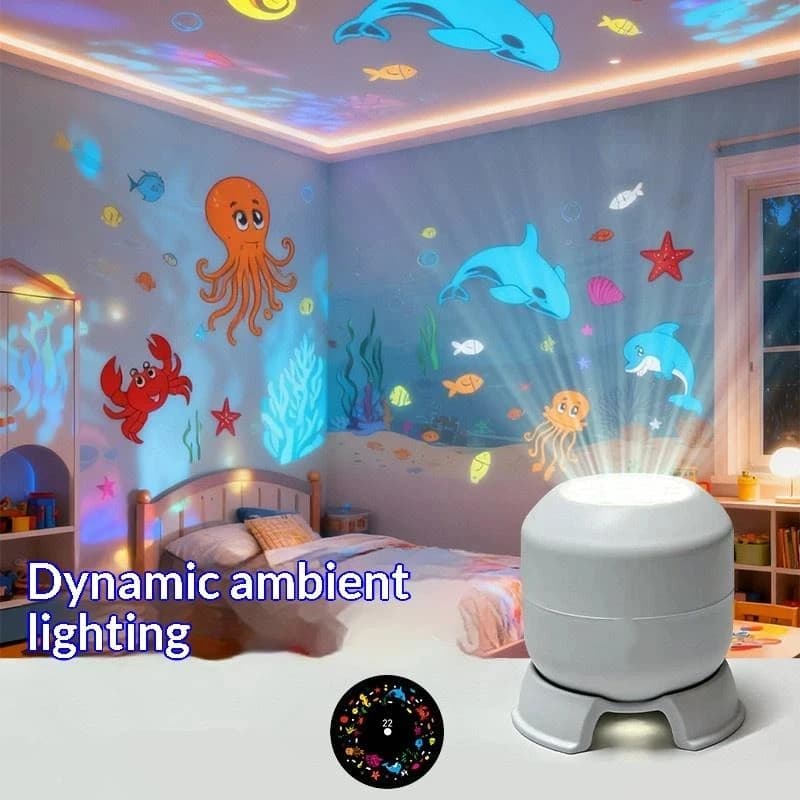 LED Ocean Projector Light, 360° Rotating Dynamic Night Light USB Ambient Light