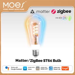 MOES Smart ST64 Edison LED Bulb,Tuya Matter/Zigbee,16 Million RGB Colors,2700K-6500K,Dimmable,Works with Alexa/Google Home