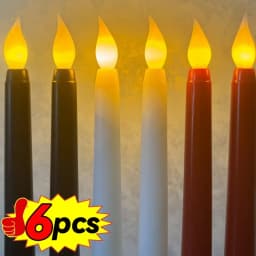 3/6Pcs LED Flameless Electronic Candles Battery Powered Taper Long Candle Light for Party Wedding Home Decoration Flashing Lamp