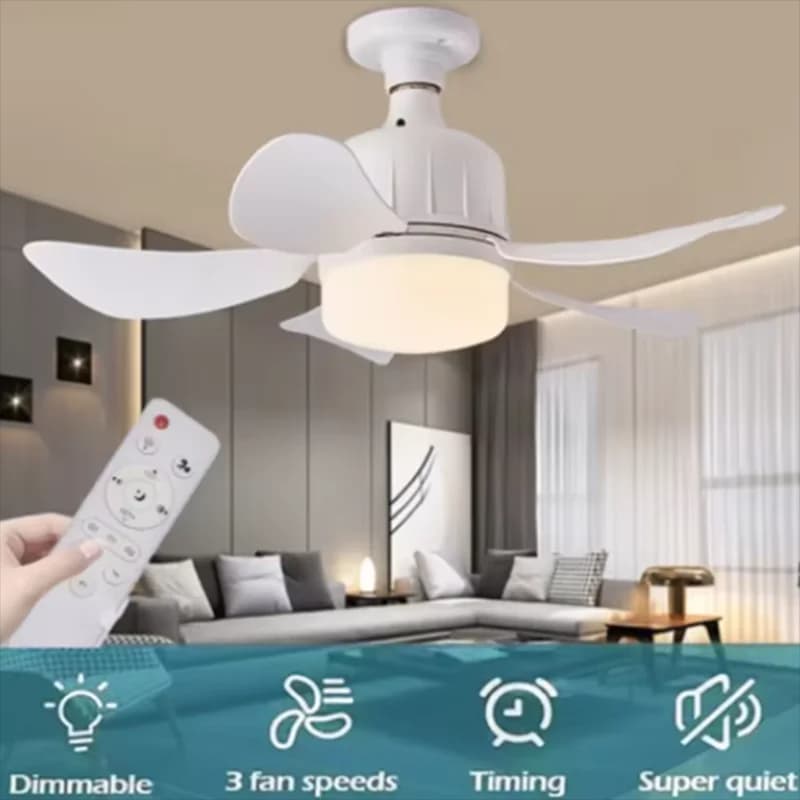 NEW Socket Ceiling Fan With LED Light And Remote Control E27 Screw Ceiling Fans Lamp With Bluetooth Speaker For Bedroom Lighting