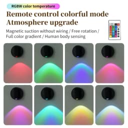 LED Spotlight Motion Sensor Dimmable Wall Light Remote Control 360° Rotatable Rechargeable Sconce for Bedroom Hallway