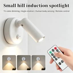 LED Spotlight Motion Sensor Dimmable Wall Light Remote Control 360° Rotatable Rechargeable Sconce for Bedroom Hallway