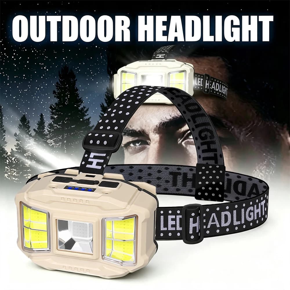 Induction LED Headlamp- Rechargeable 5 Mode LED,Waterproof Head Light for Camping/Fishing/Emergency (Motion Sensor & Red Light)
