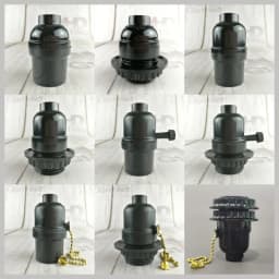 UL Bakelite Lamp Holder E26 Vintage Edison Spiral Bulb Base Zipper and Knob Switch Vintage Chandelier and Table Lamp Holder