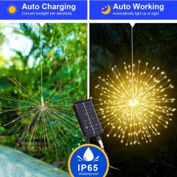 NEW Solar Light Outdoor 8 Modes Fairy Hanging Light Waterproof LED Firework Lamp DIY Decoration for Patio Yard Wedding Garden