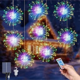 NEW Solar Light Outdoor 8 Modes Fairy Hanging Light Waterproof LED Firework Lamp DIY Decoration for Patio Yard Wedding Garden