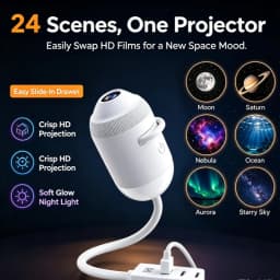USB Starry Sky Galaxy Projector 360° Adjustable HD 2-in-1 Touch Night Light, Eyecare USB Atmosphere Lamp Car Home Romantic Decor