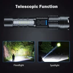 Powerful P50/P70 LED Flashlight Waterproof Torch with Side Light 7 Modes Camping Fishing Lantern USB Rechargeable Zoomable Lamp