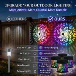 1/2PCS Solar Mandala Wall Lamp Outdoor LED Waterproof Light for Garden Lawn Porch Courtyard Decoration Wall Lamp Night Light