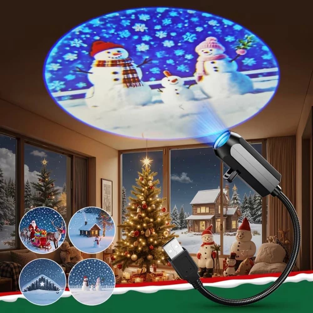 LED USB Projector Light 4/6/10pcs Projection Patterns- Adjustable USB Night Lamp for Christmas Ceiling Wall Festival Decorations