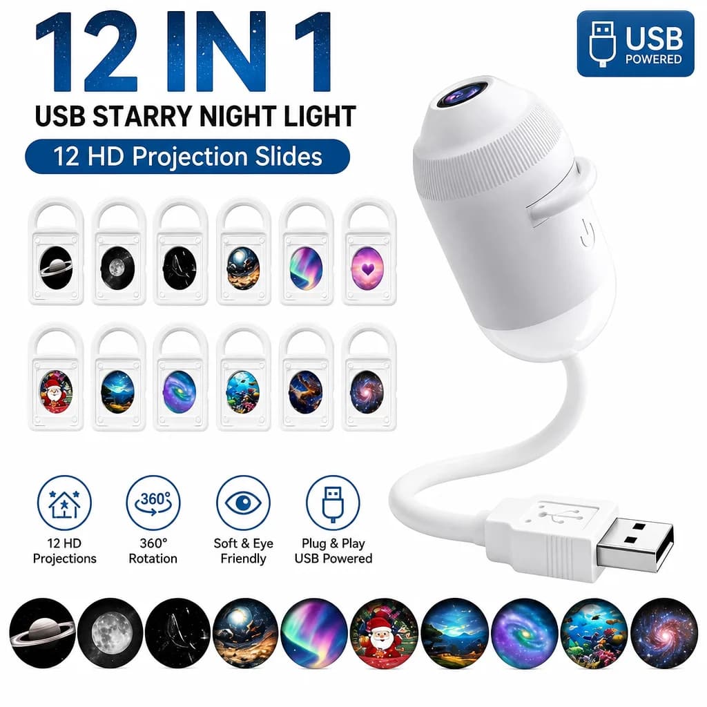 USB Starry Sky Projection Light Adjustable Brightness for Car Interior, Home, Bedroom, Nightlight, Galaxy Atmosphere Light