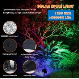 Unique Design 18 Led Rgb Spot Light Waterproof Garden Led Solar Stake Spotlight For Pathway Landscape Lawn Outdoor Decor
