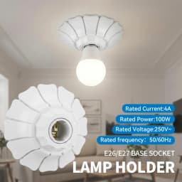 1/2pcs E/26E27 Petal-Shaped Pendant Lamp Holders - Minimalist Black/White Fixed Base Socket
