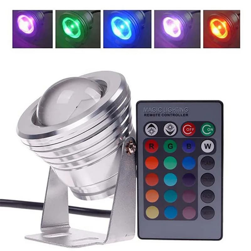 Underwater RGB LED Spotlight Bulb DC12V 10W Landscape Lamp Flood Light Outdoor Garden Fountain Pool Decoration
