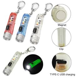 Mini Keychain Flashlight LED Rechargeable Torch Portable Magnetic USB Charging Flashlight High Power Camping Long Range Lantern