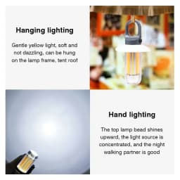 Heinast Camping Light Lightweight Handheld Torch  5 Lighting Modes Rechargeable Tent Lamp for Patio Climbing 8 Light Filaments