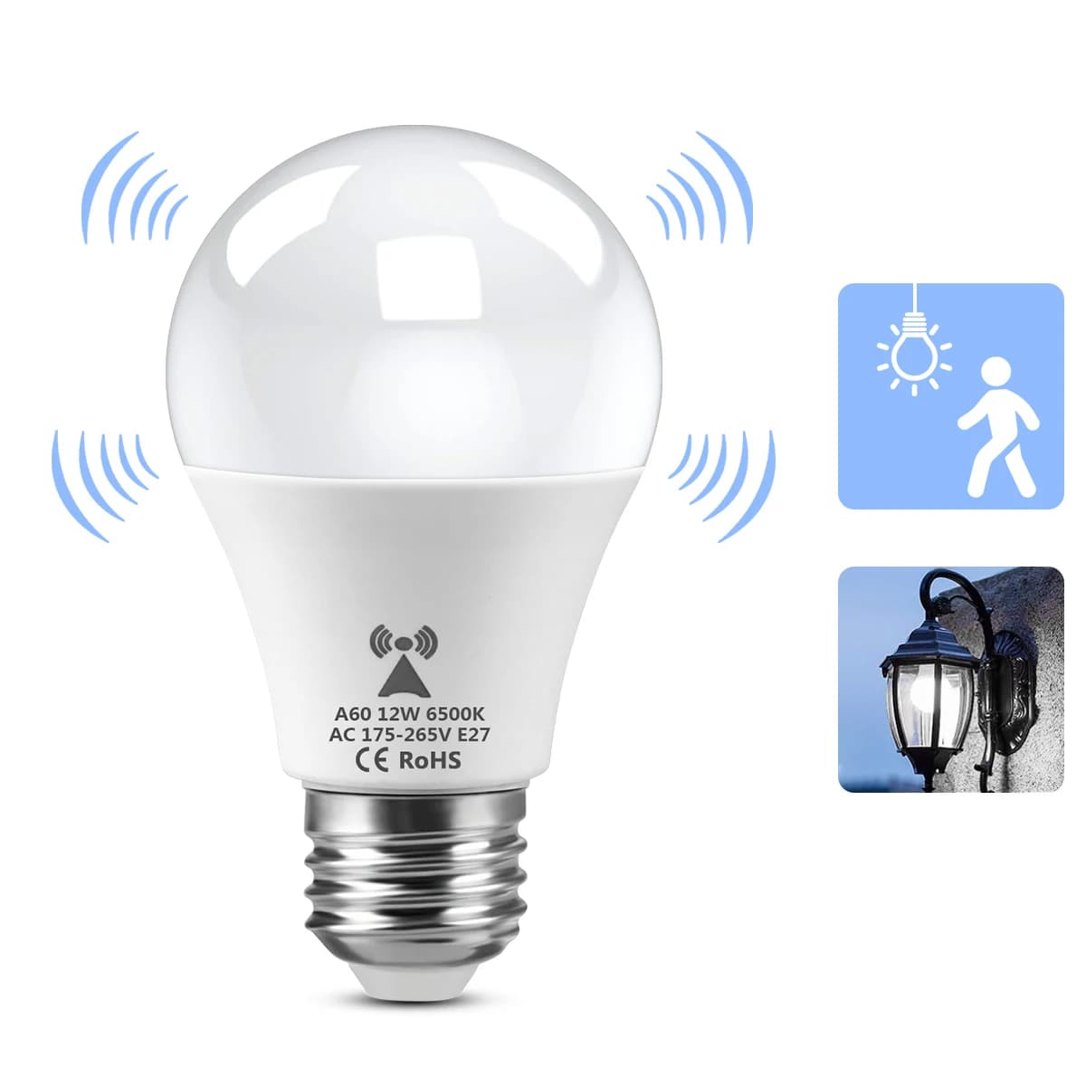 12W 220V LED Night Light Lamp Built-in Radar Motion Sensor/Light Sensor E27 LED Bulb For Corridor Stair Outdoor Garden Lighting