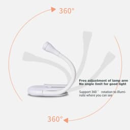Mini LED Book Light 3 Brightness Adjustable USB Rechargeable Clip-On Study Reading Lamp for Travel Bedroom Dormitory Reading