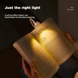 Mini LED Book Light 3 Brightness Adjustable USB Rechargeable Clip-On Study Reading Lamp for Travel Bedroom Dormitory Reading