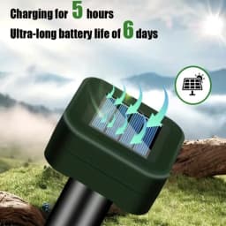 2Pcs Solar Outdoor Mole Groundhog Repellent Stakes Ultrasonic Gopher Repeller Vole Deterrent Waterproof Sonic Repellent Spikes