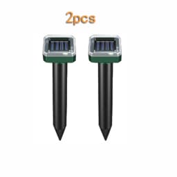 2Pcs Solar Outdoor Mole Groundhog Repellent Stakes Ultrasonic Gopher Repeller Vole Deterrent Waterproof Sonic Repellent Spikes
