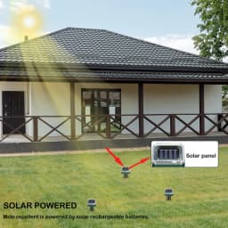 2Pcs Solar Outdoor Mole Groundhog Repellent Stakes Ultrasonic Gopher Repeller Vole Deterrent Waterproof Sonic Repellent Spikes