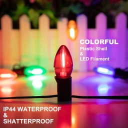 50Pcs C7 Led Outdoor String Lights Replace Light Bulbs 1W Multicolor Shatterproof Plastic E12 Candelabra Base For Backyard Party