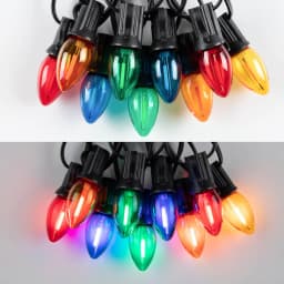 50Pcs C7 Led Outdoor String Lights Replace Light Bulbs 1W Multicolor Shatterproof Plastic E12 Candelabra Base For Backyard Party