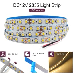 12V 24V 5m 10m 20m 50m 100m LED Strip Light 2835 120 LEDs Flexible Tape Bright 8mm PCB 13 Colors Home Decoration Not Waterproof