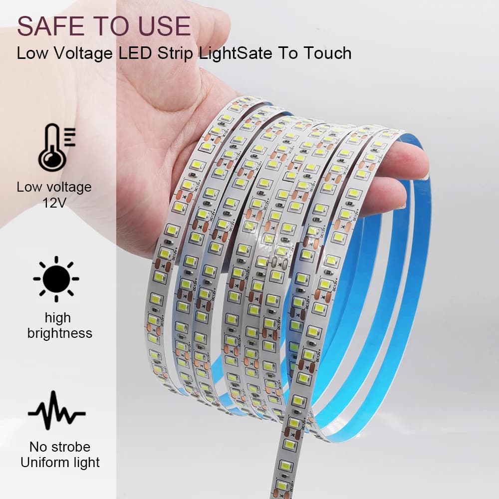 12V 24V 5m 10m 20m 50m 100m LED Strip Light 2835 120 LEDs Flexible Tape Bright 8mm PCB 13 Colors Home Decoration Not Waterproof