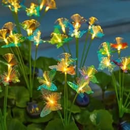 1PC Solar Powered 6 Head butterfly Fiber Optic Iridescent Lawn Light, Outdoor Courtyard Garden Landscape Decoration Light