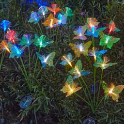 1PC Solar Powered 6 Head butterfly Fiber Optic Iridescent Lawn Light, Outdoor Courtyard Garden Landscape Decoration Light