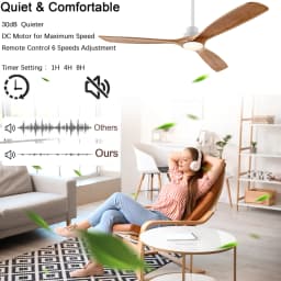 42 52 60 Inch Natural Wood Ceiling Fan with Lights Remote Control Quiet DC Motor Ventiladores De Techofor 85-265V Ceiling Fans