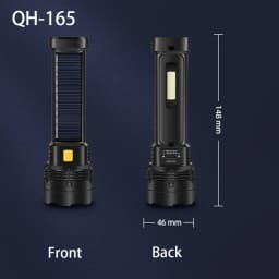 High Power LED Flashlight With Side Light Solar Powered Hand Lantern USB Rechargeable Strong Torch For Outdoor Camping Fishing